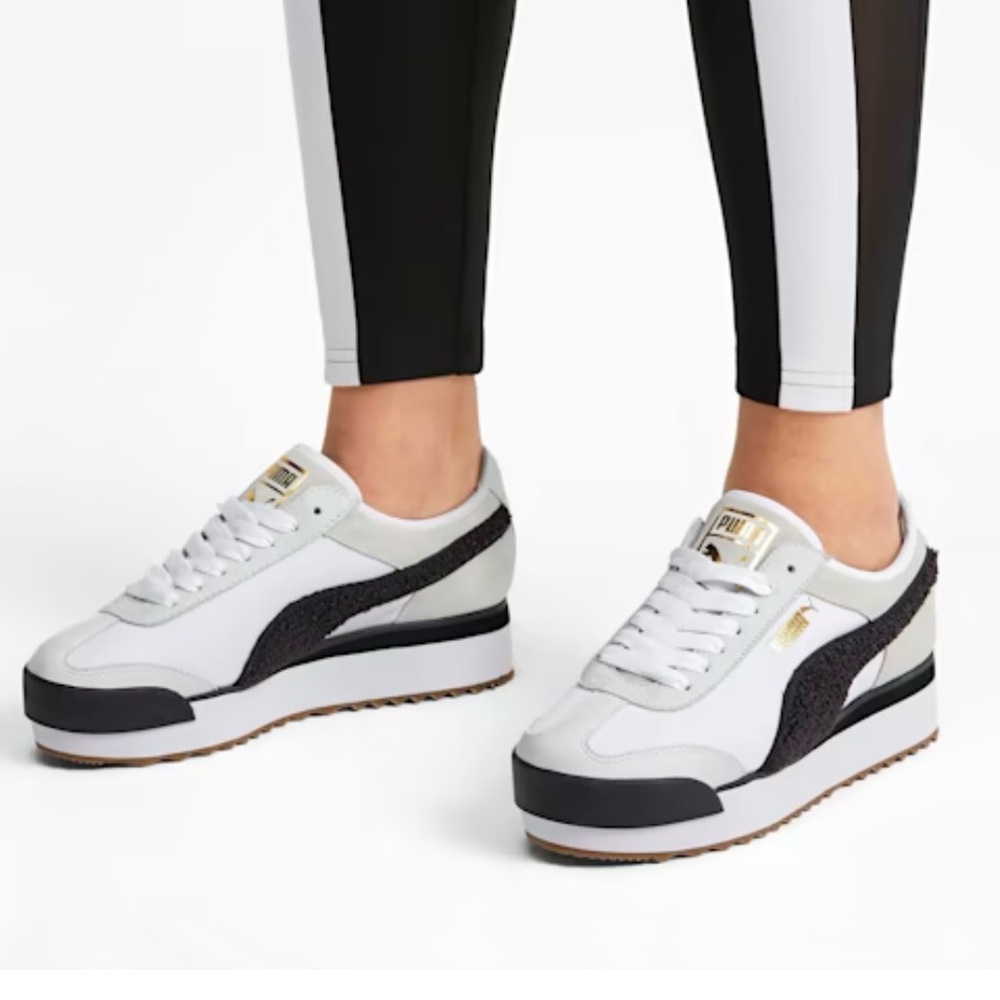 Puma Classic White and Black Trainers